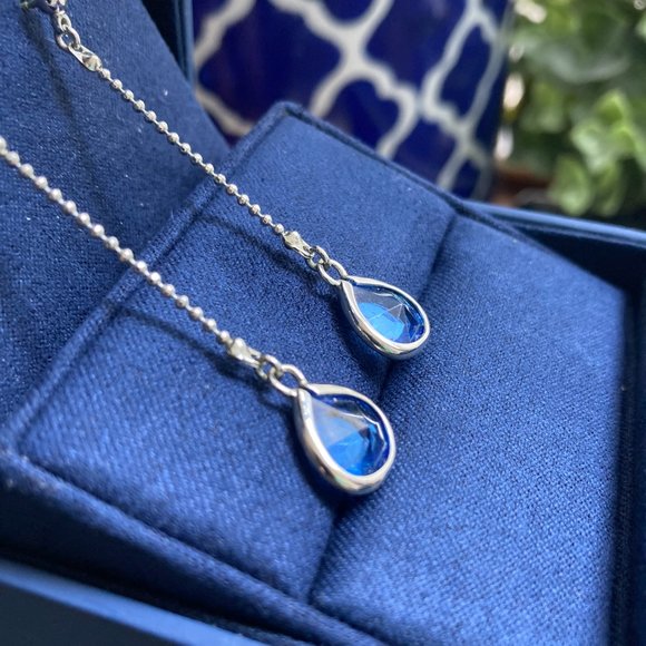 London Blue Topaz Sterling Silver Drop Earrings - Picture 6 of 7